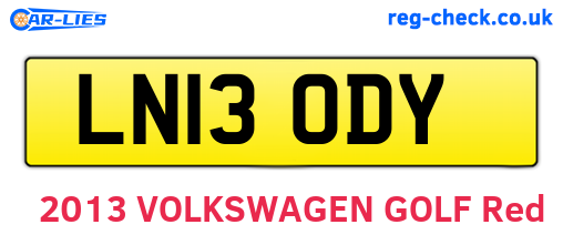 LN13ODY are the vehicle registration plates.