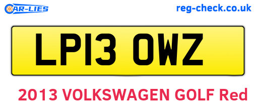 LP13OWZ are the vehicle registration plates.