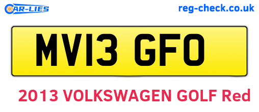 MV13GFO are the vehicle registration plates.