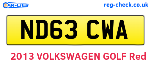 ND63CWA are the vehicle registration plates.