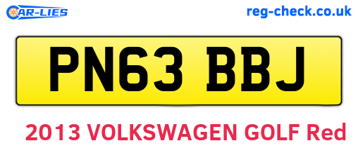 PN63BBJ are the vehicle registration plates.