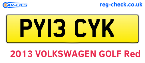 PY13CYK are the vehicle registration plates.