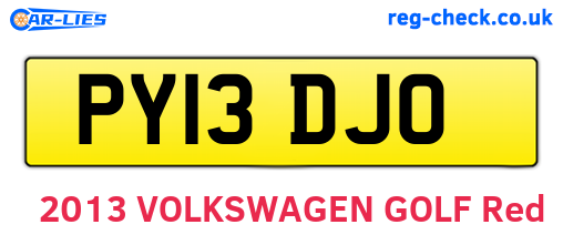 PY13DJO are the vehicle registration plates.