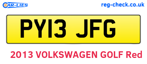 PY13JFG are the vehicle registration plates.
