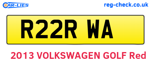 R22RWA are the vehicle registration plates.