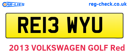 RE13WYU are the vehicle registration plates.
