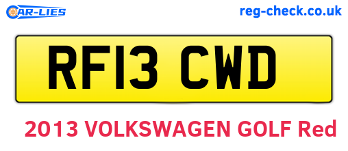 RF13CWD are the vehicle registration plates.