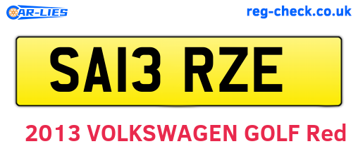 SA13RZE are the vehicle registration plates.