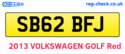 SB62BFJ are the vehicle registration plates.