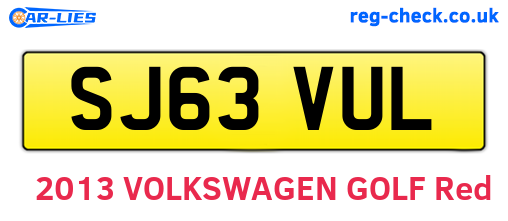 SJ63VUL are the vehicle registration plates.