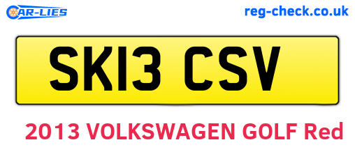 SK13CSV are the vehicle registration plates.