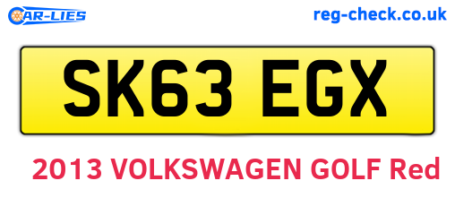 SK63EGX are the vehicle registration plates.