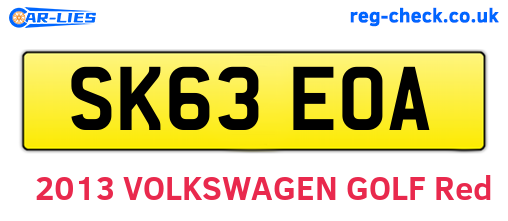 SK63EOA are the vehicle registration plates.