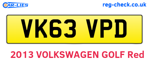 VK63VPD are the vehicle registration plates.
