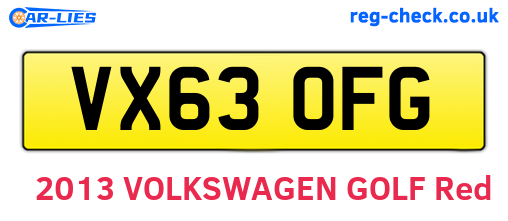 VX63OFG are the vehicle registration plates.