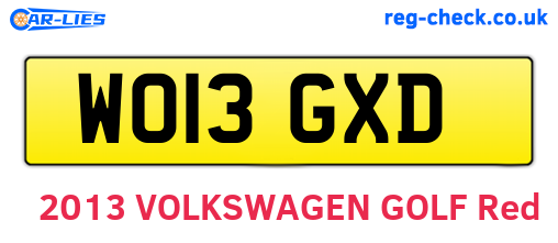 WO13GXD are the vehicle registration plates.