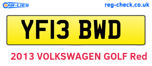 YF13BWD are the vehicle registration plates.