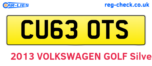 CU63OTS are the vehicle registration plates.