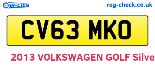 CV63MKO are the vehicle registration plates.