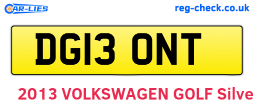 DG13ONT are the vehicle registration plates.