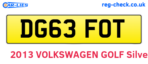 DG63FOT are the vehicle registration plates.
