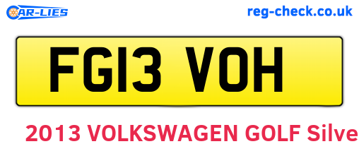FG13VOH are the vehicle registration plates.