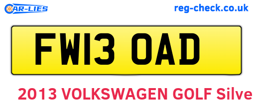 FW13OAD are the vehicle registration plates.