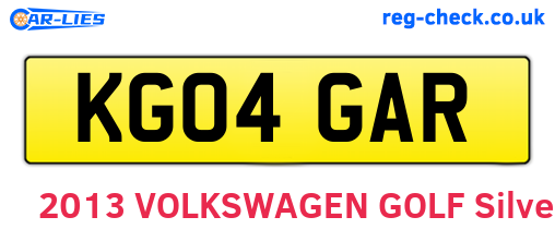 KG04GAR are the vehicle registration plates.