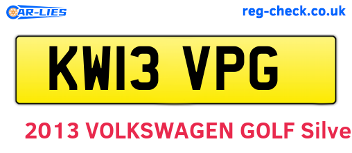 KW13VPG are the vehicle registration plates.