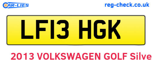 LF13HGK are the vehicle registration plates.