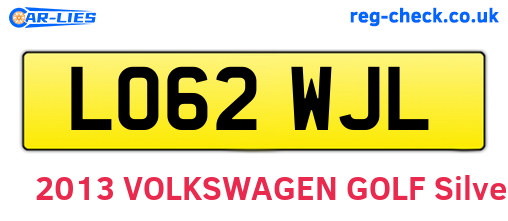 LO62WJL are the vehicle registration plates.