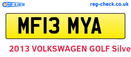 MF13MYA are the vehicle registration plates.