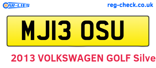 MJ13OSU are the vehicle registration plates.