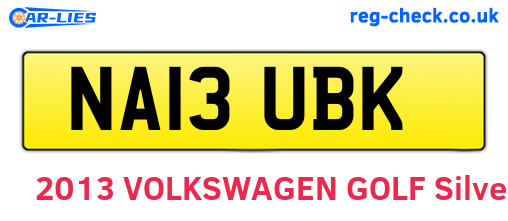 NA13UBK are the vehicle registration plates.