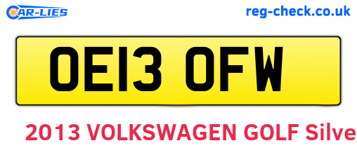 OE13OFW are the vehicle registration plates.