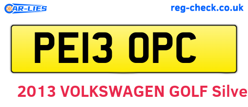 PE13OPC are the vehicle registration plates.