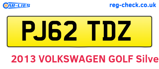 PJ62TDZ are the vehicle registration plates.