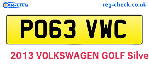 PO63VWC are the vehicle registration plates.