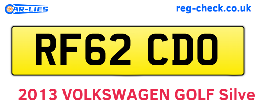 RF62CDO are the vehicle registration plates.