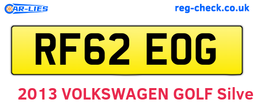 RF62EOG are the vehicle registration plates.