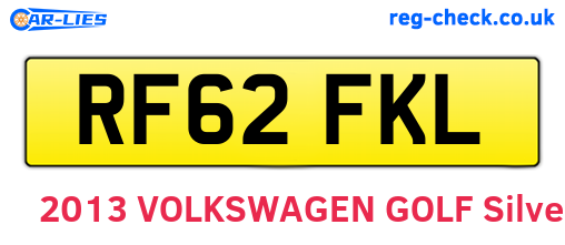 RF62FKL are the vehicle registration plates.