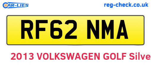 RF62NMA are the vehicle registration plates.