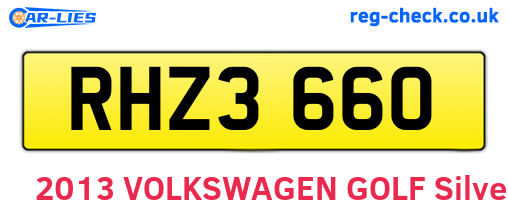RHZ3660 are the vehicle registration plates.