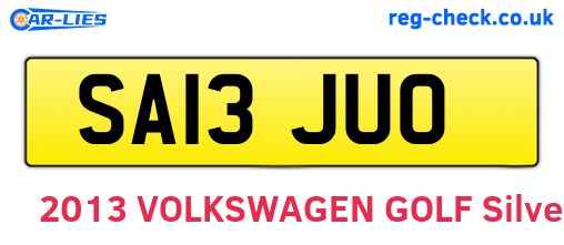 SA13JUO are the vehicle registration plates.