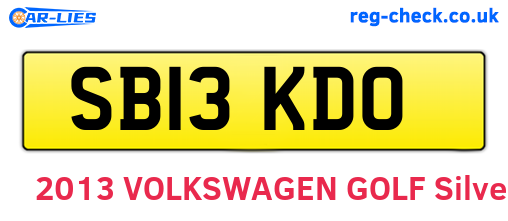 SB13KDO are the vehicle registration plates.