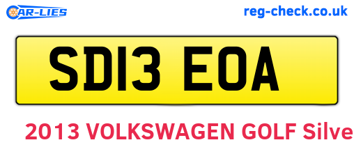 SD13EOA are the vehicle registration plates.