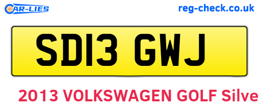 SD13GWJ are the vehicle registration plates.