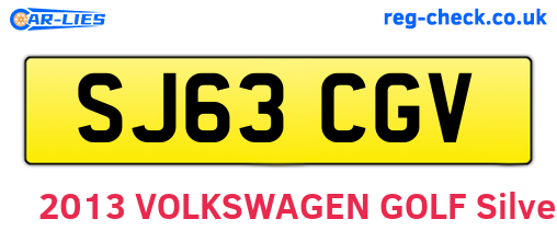 SJ63CGV are the vehicle registration plates.