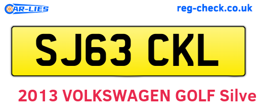 SJ63CKL are the vehicle registration plates.