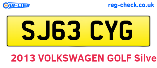 SJ63CYG are the vehicle registration plates.